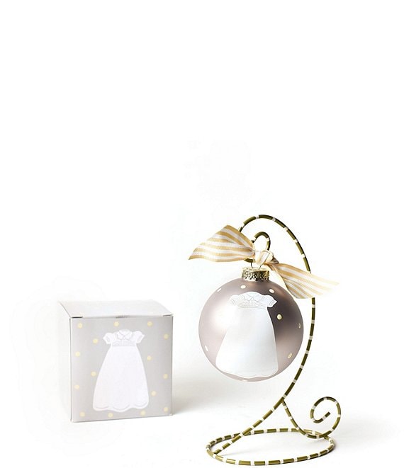 Coton Colors Christening Gown Glass Ornament with Gold and White