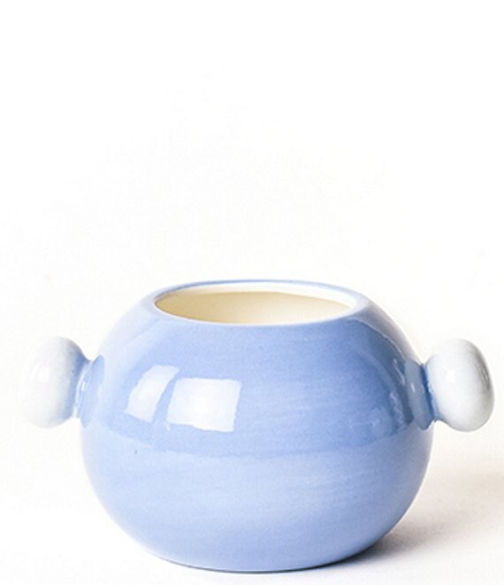 Coton Colors Iris Blue Collection Medium Round Vase With Knob Handles