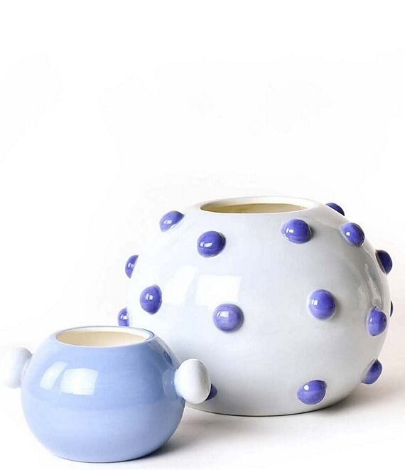 Coton Colors Iris Blue Collection Round Ceramic Vases, 2-Piece Set