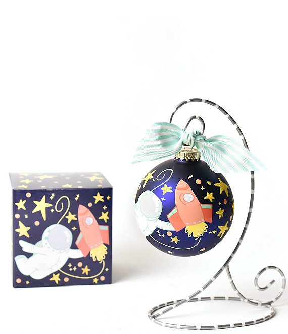 Coton Colors Out Of This World Spaceship Glass Ornament with Stand Set, Navy - Image 1