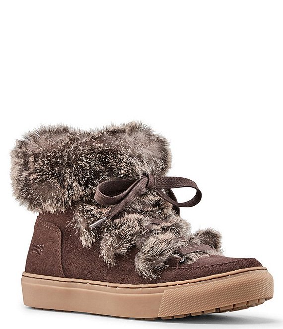 Color:Cocoa - Image 1 - Dasha Faux Fur Waterproof Suede Cold Weather Booties