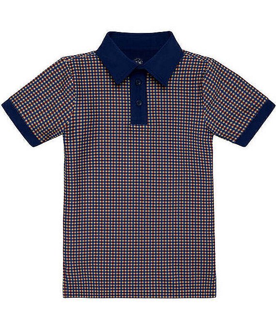 Courtside Kids Boys Short Sleeve Gingham Polo