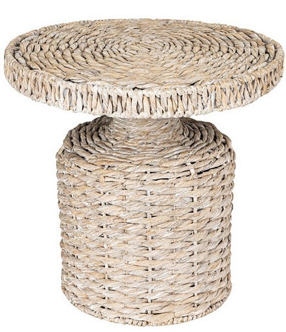 Creative Co Op Hand-Woven Water Hyacinth Accent Table