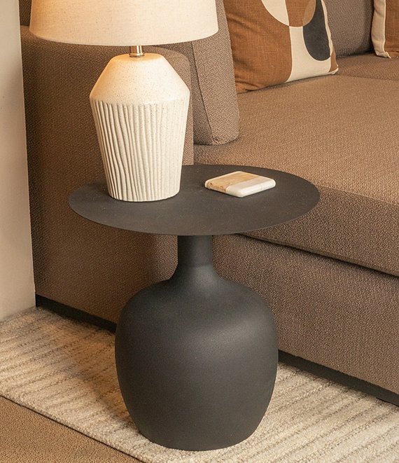 Creative Co Op Modern Textured Round Metal Side Accent Table