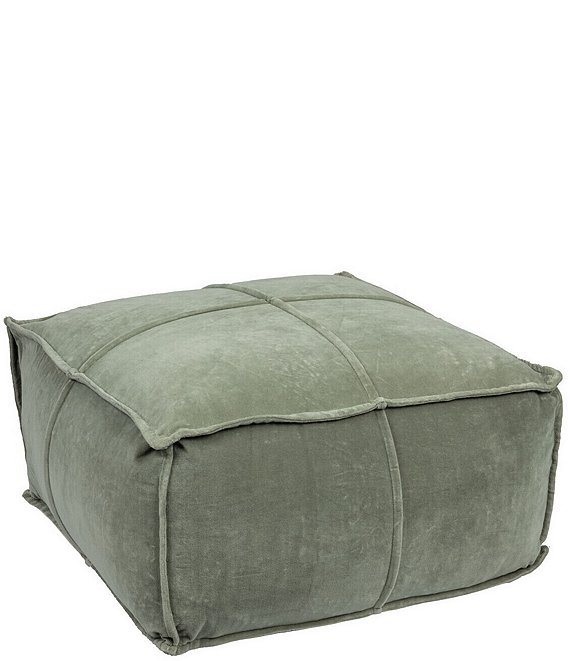 Creative Co Op Square Velvet Pouf with Piping