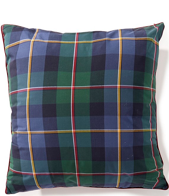 Cremieux Avery Collection Plaid Reversible Square Pillow, Blue/Green Multi - Image 1