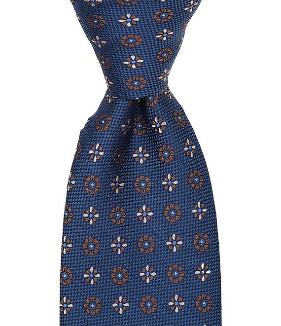 Cremieux Big & Tall Circle Textured Medallion Traditional Silk Tie