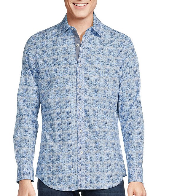 Cremieux Big & Tall Premium Denim Geometric Print Stretch Long Sleeve ...