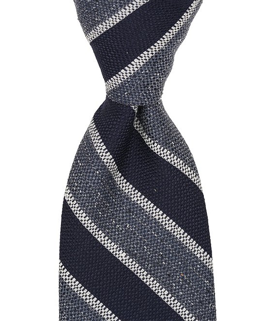 Cremieux Big & Tall Thick Woven Stripe Narrow Wool Blend Tie