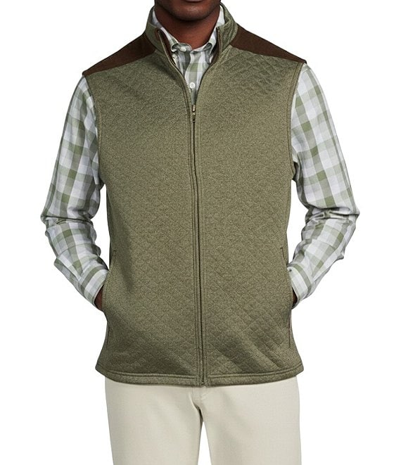 Cremieux Blue Label Big & Tall Quilted Sleeveless Full Zip Vest, Four Leaf Clover - Image 1