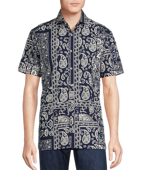 Cremieux Blue Label Block Island Collection Bandana Print Short Sleeve ...