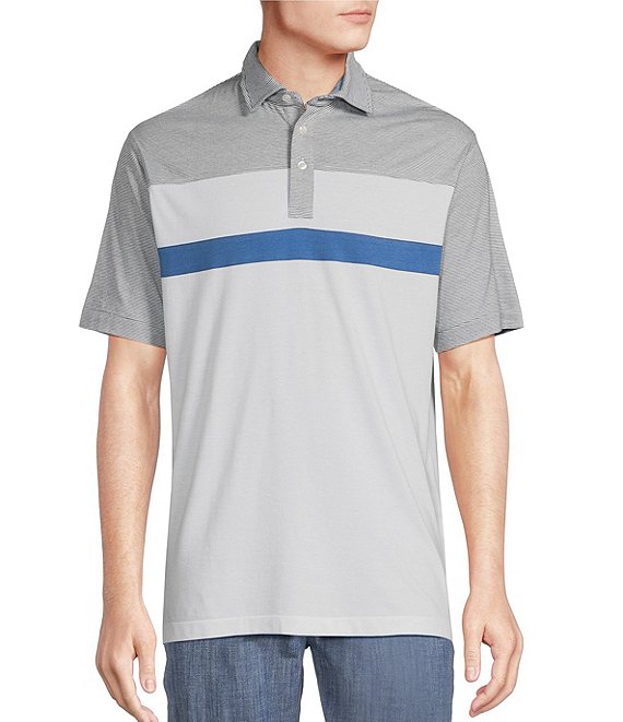 Cremieux Blue Label Block Island Collection Block Multi Stripe Slub Jersey Short Sleeve Polo Shirt