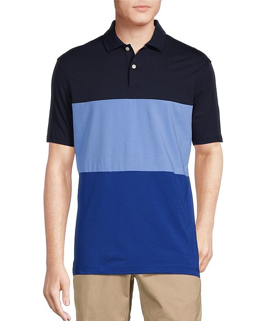 Cremieux Blue Label Color Block Jersey Short Sleeve Polo Shirt