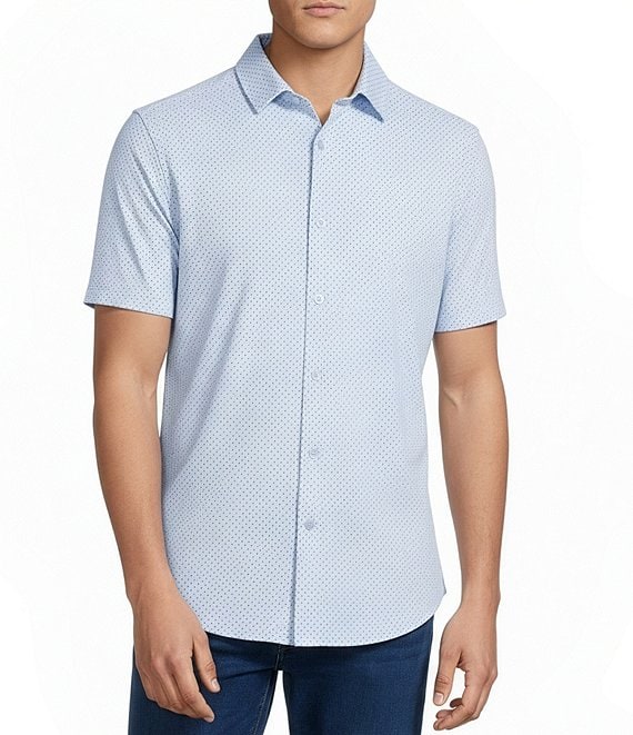 Cremieux Blue Label Dotted Coat Front Knit Short Sleeve Shirt