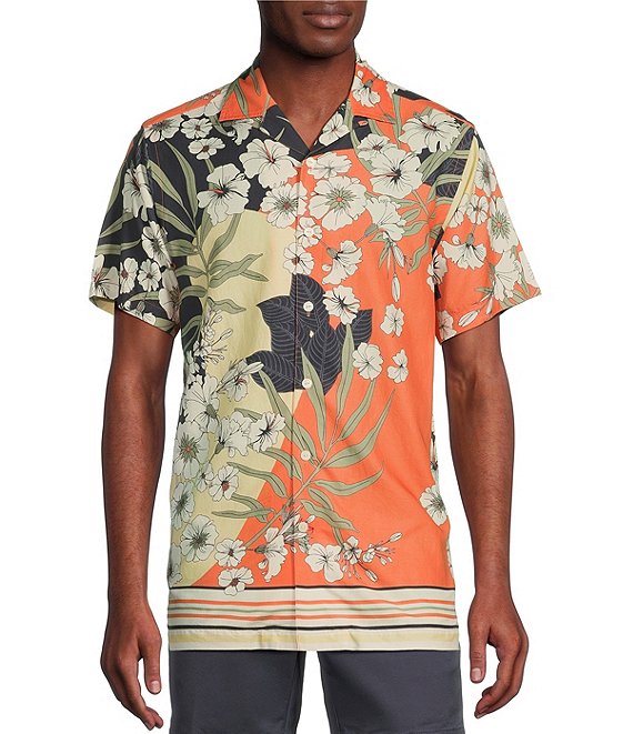 Cremieux Blue Label Floral Print Cotton Lyocell Twill Short Sleeve ...