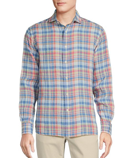 Cremieux Blue Label French Linen Collection Plaid Long Sleeve Woven ...