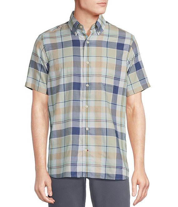 Cremieux Blue Label Medium Plaid Lightweight Oxford Short Sleeve Woven ...