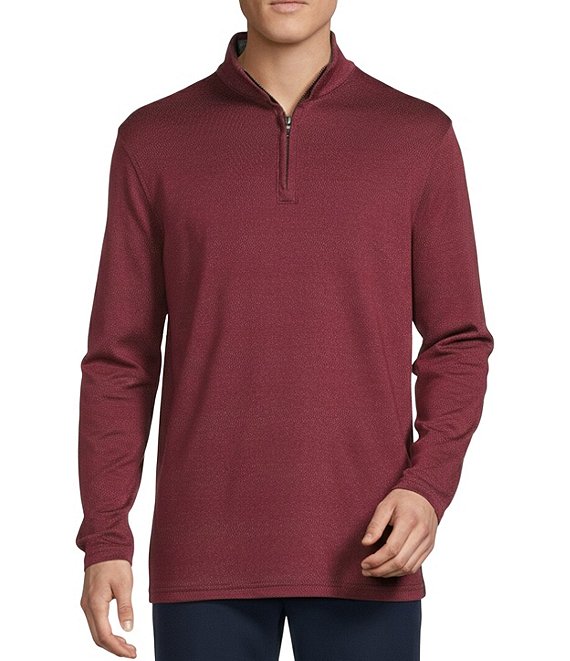 Cremieux Blue Label Performance Jacquard Quarter-Zip Pullover, Cabernet - Image 1