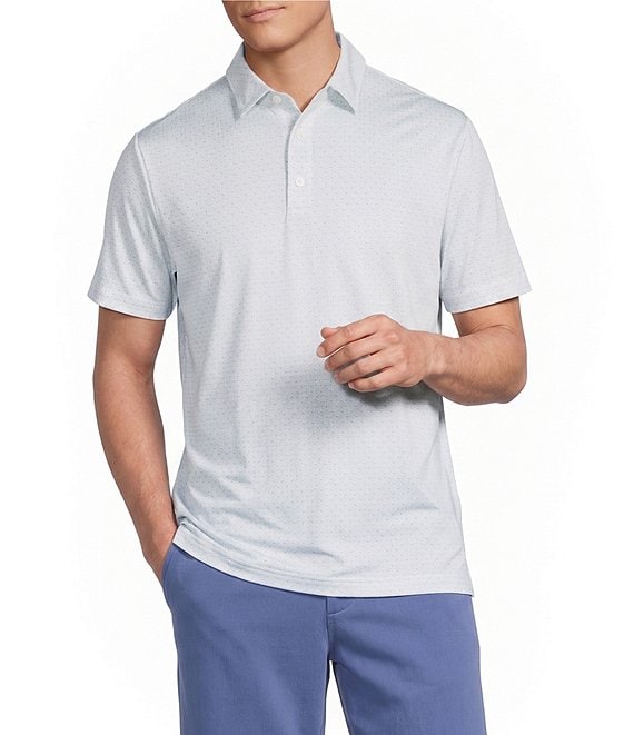 Cremieux Blue Label Performance Stretch Geo Print Short Sleeve Golf Polo Shirt