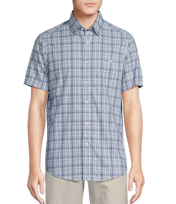 Cremieux Blue Label Performance Stretch Twill Plaid Short Sleeve Woven ...