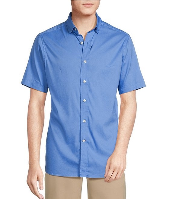 Color:Pool Blue - Image 1 - Blue Label Performance Twill Solid Short Sleeve Woven Shirt