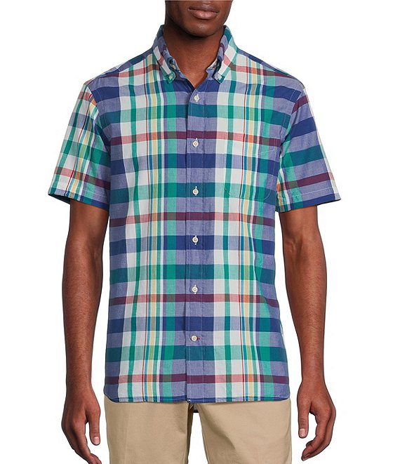 Cremieux Blue Label Plaid Madras Short-Sleeve Woven Shirt | Dillard's