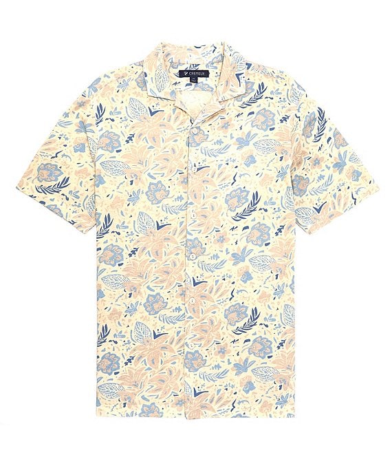 Cremieux Blue Label Printed Garment-Dyed Short Sleeve Woven Camp Shirt ...
