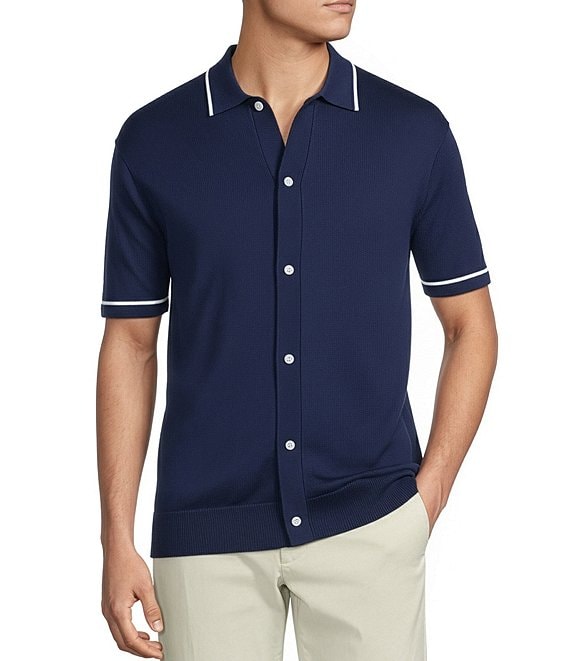 Cremieux Blue Label Provence Collection Short Sleeve Coat Front Sweater