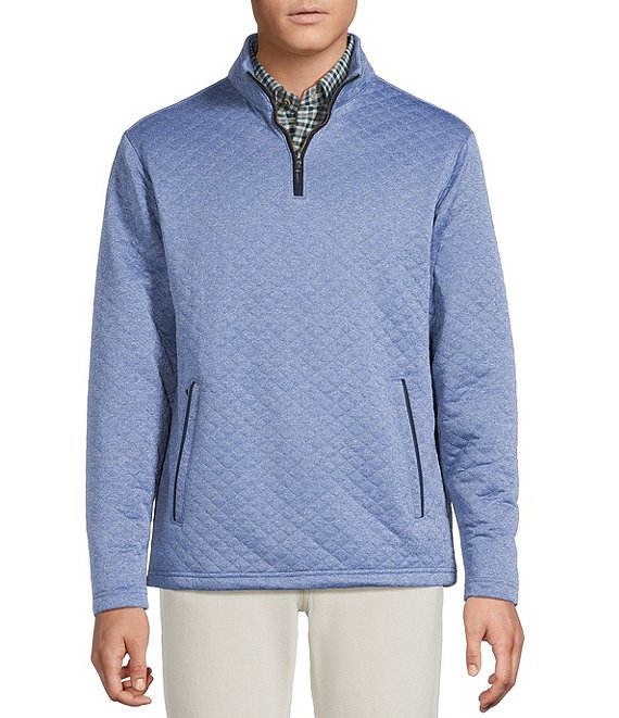 Cremieux Blue Label Quilted Quarter-Zip Pullover, Cobalt Heather - Image 1