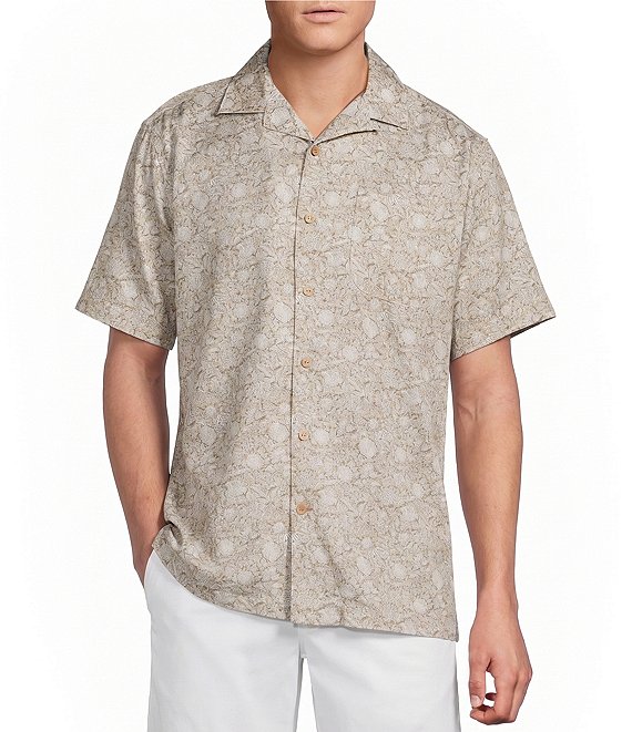 Cremieux Blue Label Short Sleeve Camp Leaf Floral Woven Shirt