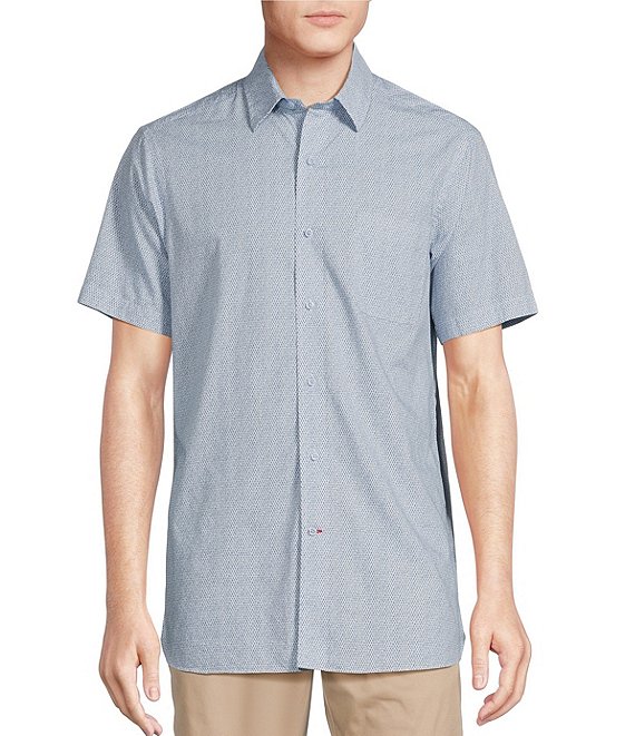 Cremieux Blue Label Slub Poplin Print Short Sleeve Woven Shirt | Dillard's