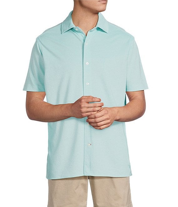 Cremieux Blue Label Solid Knit Oxford Short Sleeve Woven Shirt