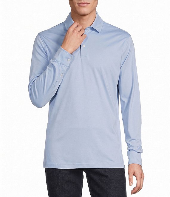 Cremieux Blue Label Solid Long Sleeve Cotton Interlock Polo Shirt