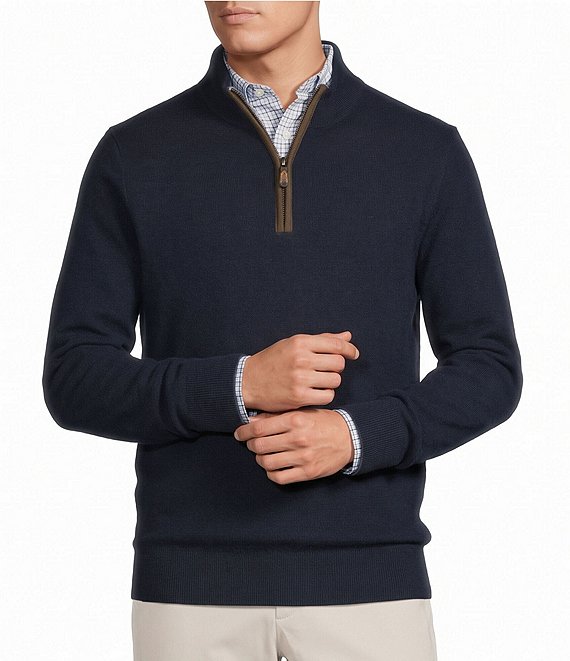 Cremieux Blue Label Solid Quarter Zip Cashmere Sweater