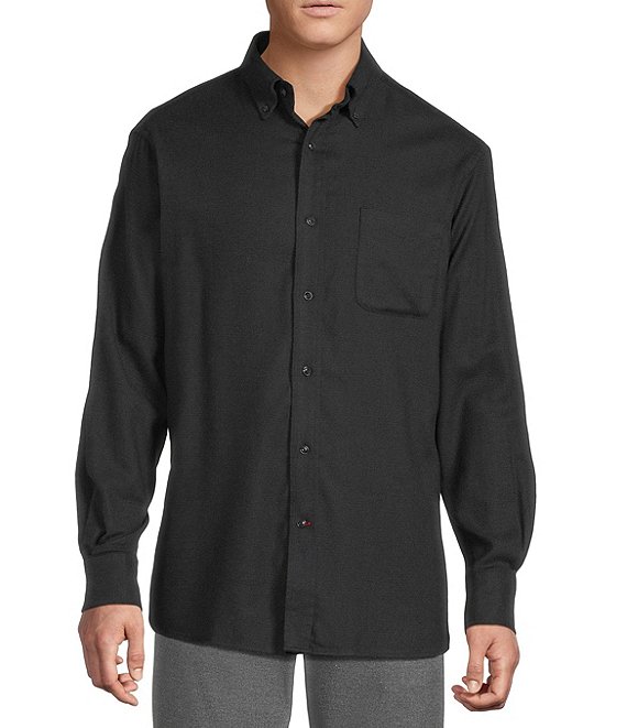 Cremieux Blue Label St. Moritz Collection Long Sleeve Button Down Solid Woven Shirt, Charcoal - Image 1