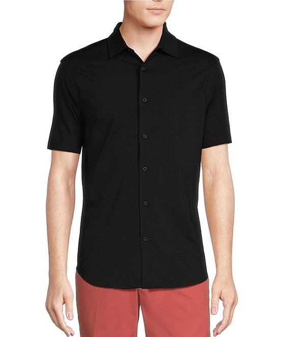 Cremieux Blue Label Stretch Jersey Solid Short Sleeve Coatfront Shirt