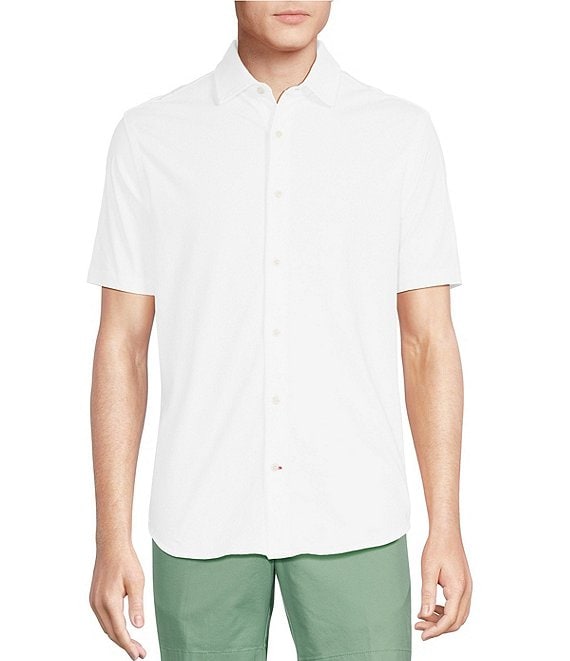 Cremieux Blue Label Stretch Jersey Solid Short Sleeve Coatfront Shirt