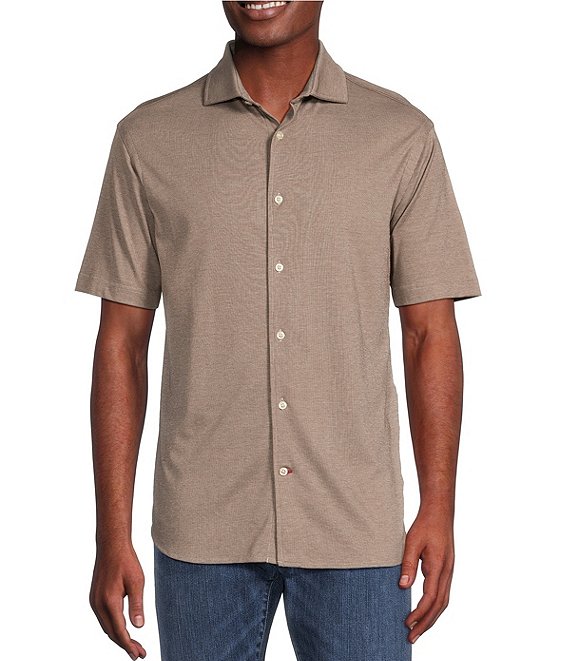 Cremieux Blue Label Thin Striped Short Sleeve Interlock Coatfront Shirt ...