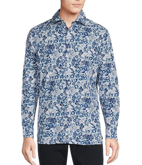 Cremieux Blue Label Tropical Floral Poplin Long Sleeve Woven Shirt ...