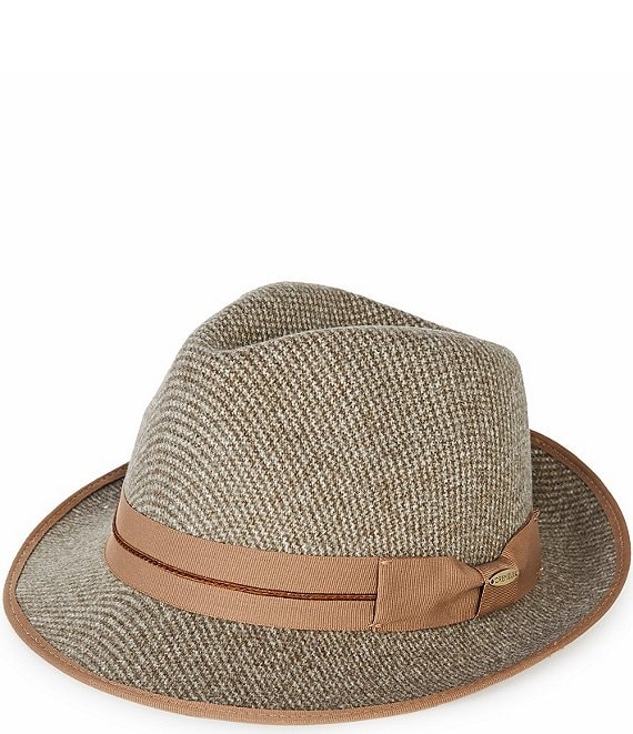 Cremieux Blue Label Tweed Plaid Fedora with Band and Bow