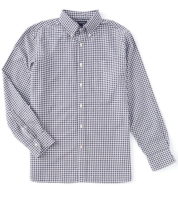 Cremieux Checked Oxford Dusty Navy Long-Sleeve Woven Shirt | Dillard's