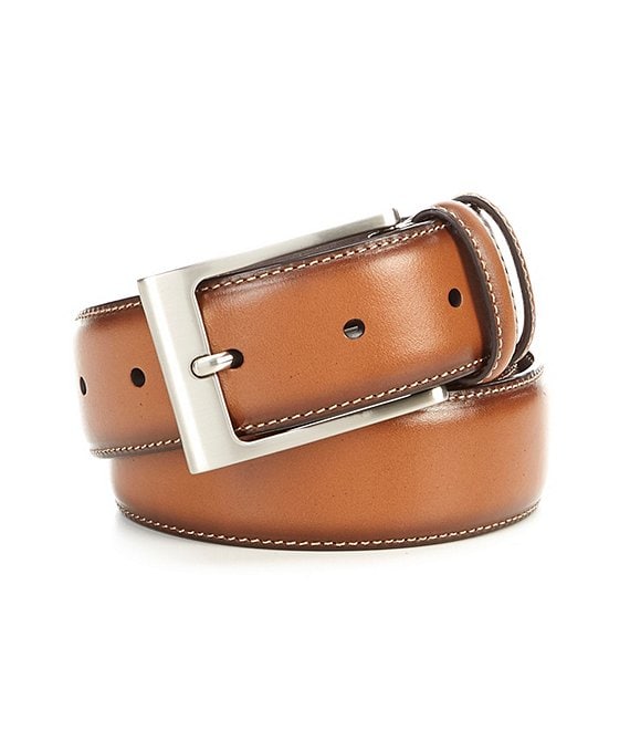 Cremieux Classic Dark Burnish Edge Leather Belt | Dillard's