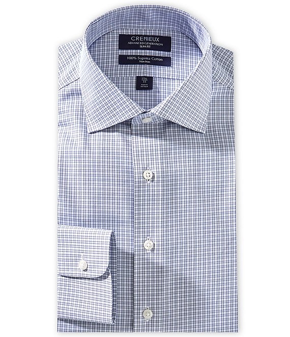 Cremieux Crosby Slim Fit Spread Collar Grid Pattern Twill Dress Shirt