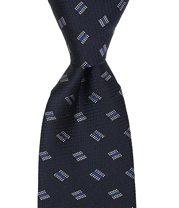 Cremieux Diamond Stripe Medallion Traditional Silk Tie