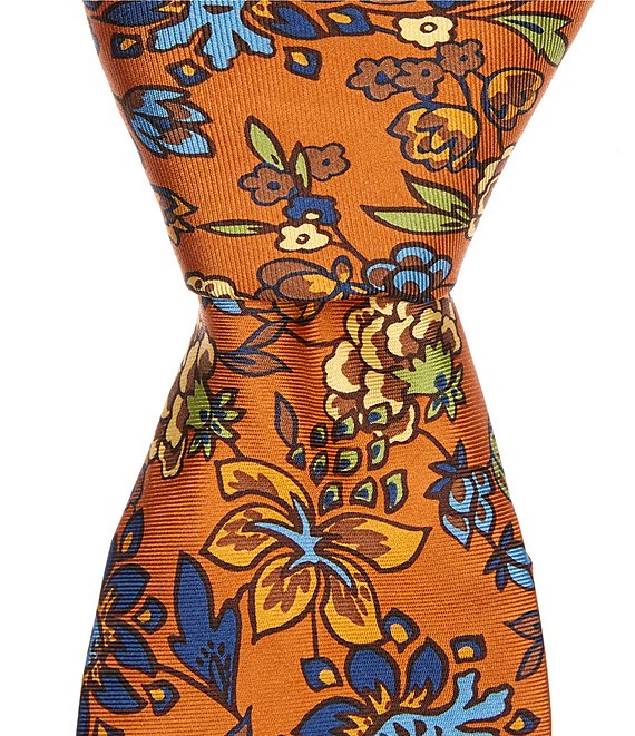 Cremieux Exaggerated Floral Print 3 1/4#double; Silk Tie