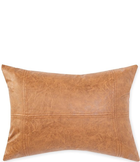 Cremieux Faux Leather Breakfast Pillow, Tan - Image 1