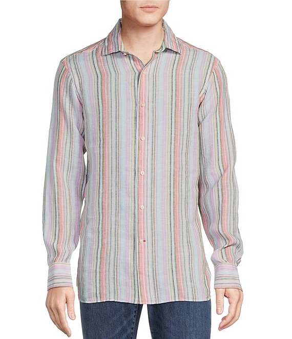 Cremieux Blue Label French Linen Collection Long-Sleeve Stripe Woven ...