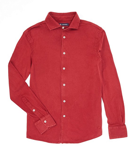 Color:Cabernet - Image 1 - Garment-Dyed Long-Sleeve Coatfront Shirt