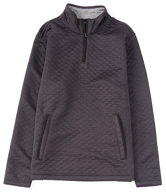 Color:Dark Charcoal Grey - Image 1 - Jacquard Quilted Quarter-Zip Pullover