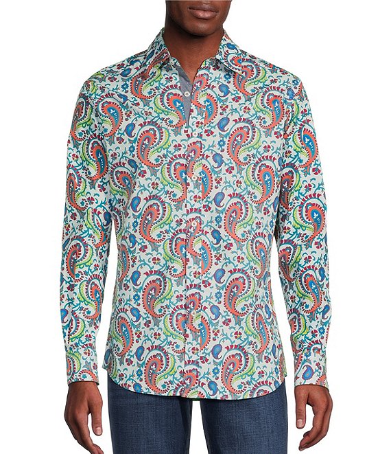 Cremieux Premium Denim Paisley Stretch Long Sleeve Woven Shirt | Dillard's
